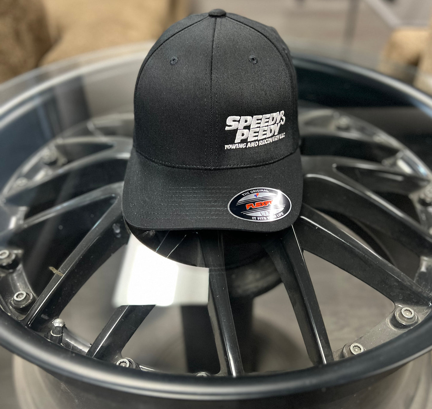 Black (White Font) Flexfit Hat